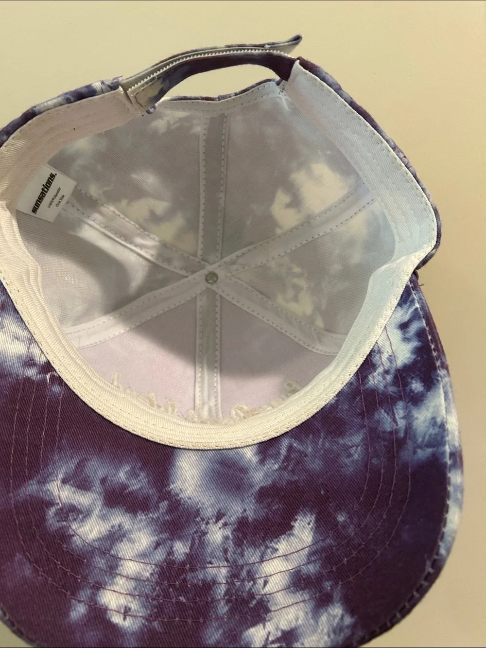 Sunsations  Long Beach Island NJ LBI Embroidered Tie-Dye Cap Purple White OS